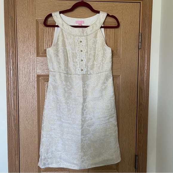Lilly Pulitzer Dresses & Skirts - Lilly Pulitzer Cream & Gold Dress